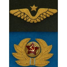Комплект кокард на фуражку комначсостава ВВС, вышивка канителью, образец 1940 года